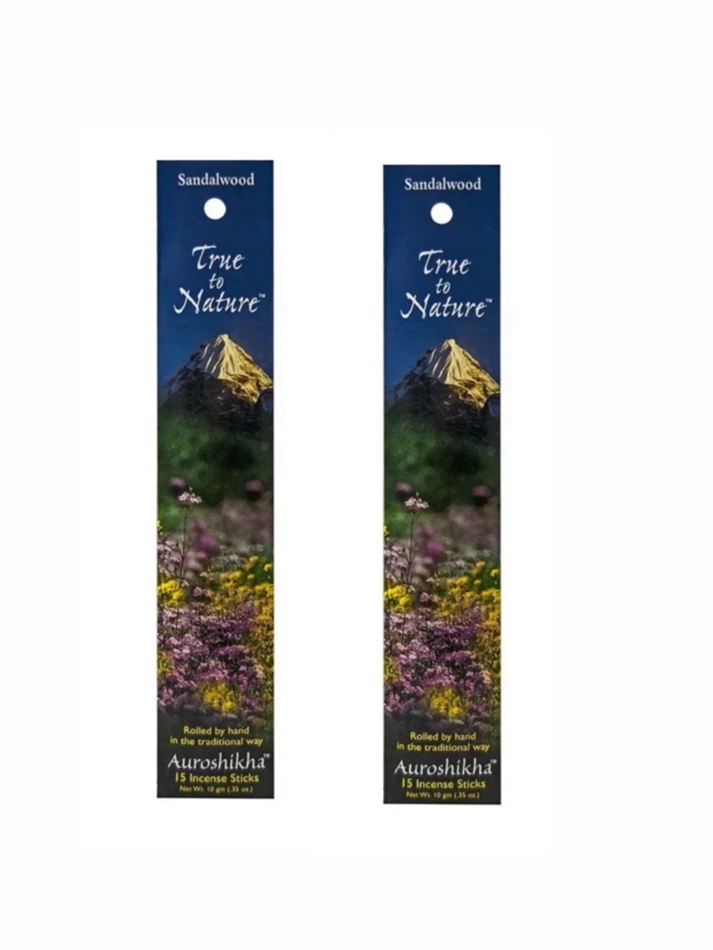 Two True to Nature Auroshikha Incense Sticks Sandalwood 10 Grams